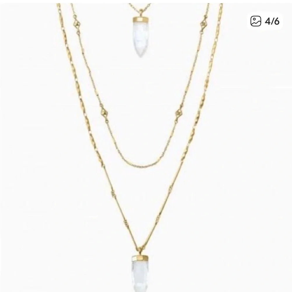 Stella & Dot Gold Necklace with Clear Pendant - Picture 4 of 14
